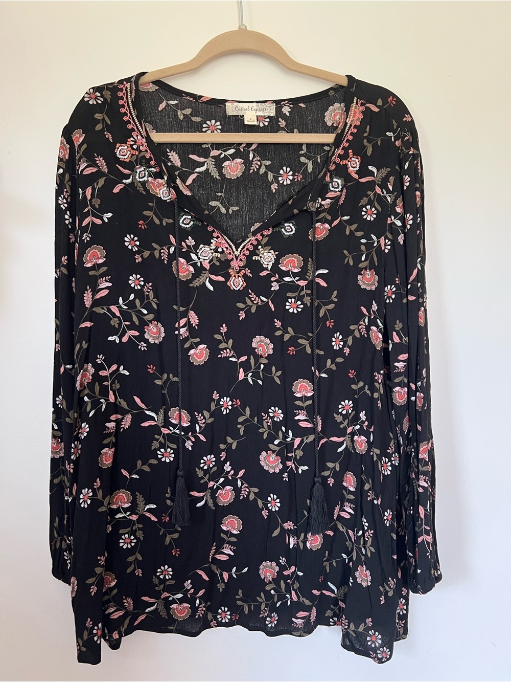 Floral embroidered rayon top